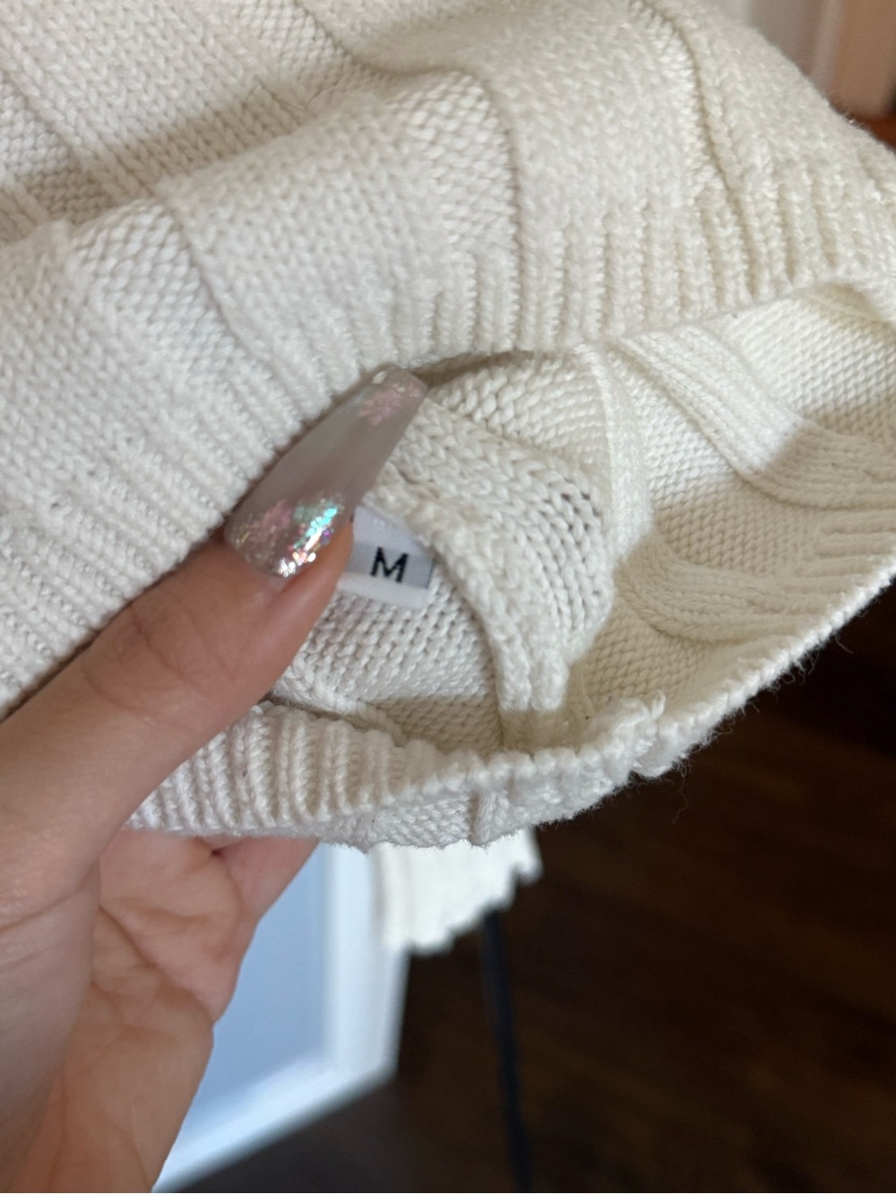 Off-Shoulder Ribbed Knit Sweater | Size M | Excellent - Picture 3 of 3